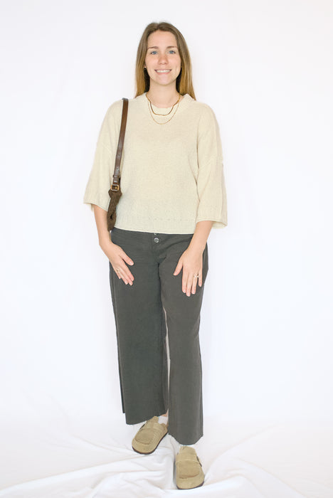 Solid Dolman Sleeve Knit Top