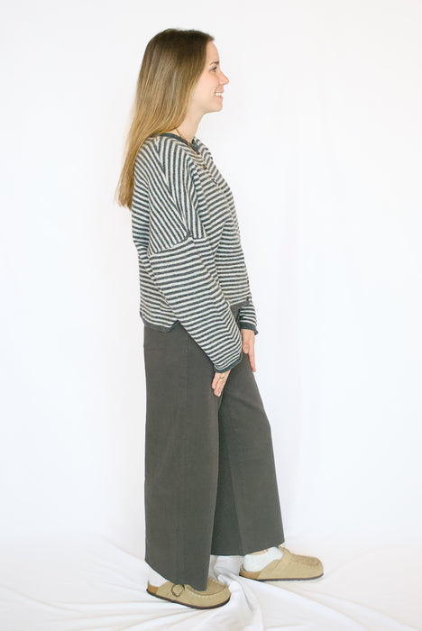 Striped Lightweight Button-Down Knit Cardigan