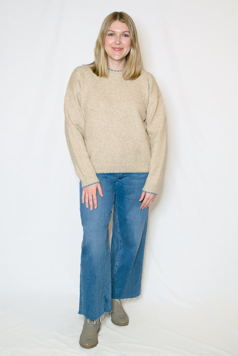 The Scalloped Edge Sweater in Oatmeal