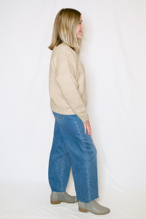 The Scalloped Edge Sweater in Oatmeal