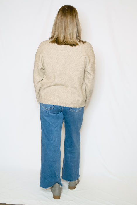 The Scalloped Edge Sweater in Oatmeal