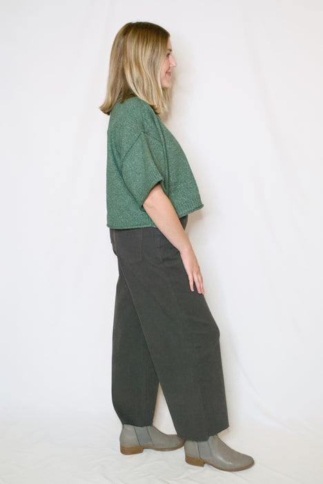 The Harper Mock Neck Sweater Top in Winter Green