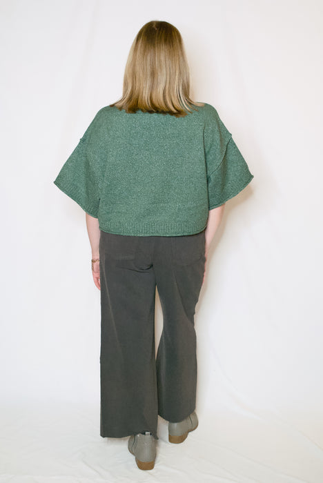 The Harper Mock Neck Sweater Top in Winter Green