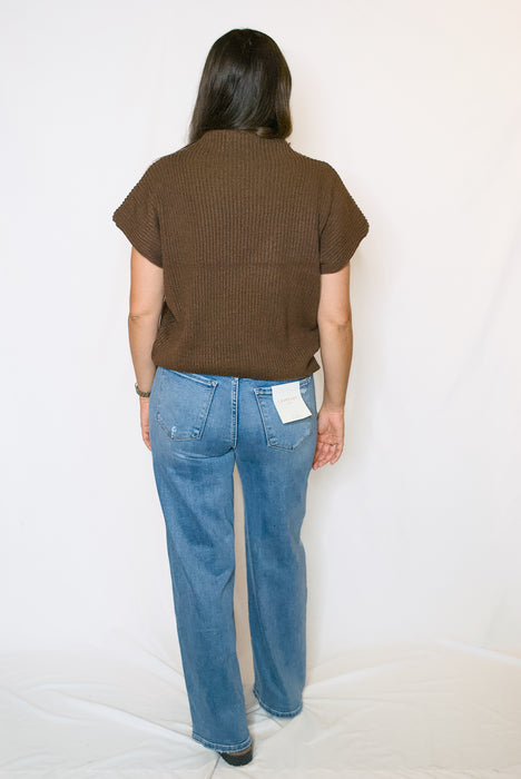 Power Shoulder Mock Neck Sweater