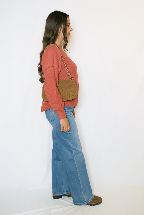 Brushed Ribbed Exposed Seam Sweater