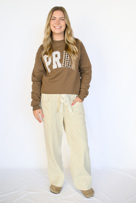PRAY Embroidered Long Sleeve Sweatshirt