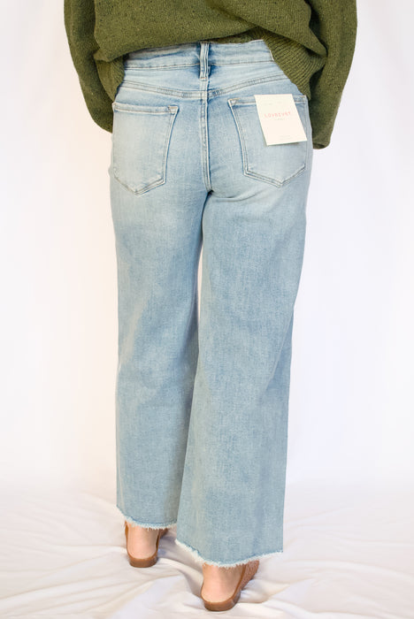 Tummy Control High Rise Wide Leg Ankle Jeans