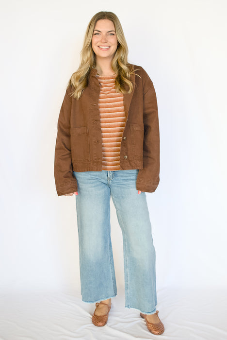 Gradient Striped Rib Knit Long Sleeve Top