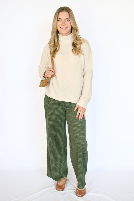 Mini Polka Dot Corduroy Wide Leg Pants