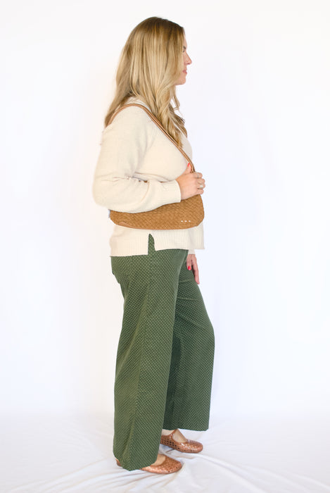 Mini Polka Dot Corduroy Wide Leg Pants
