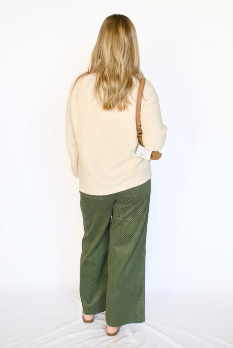 Mini Polka Dot Corduroy Wide Leg Pants
