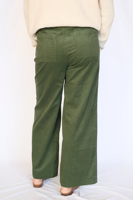 Mini Polka Dot Corduroy Wide Leg Pants
