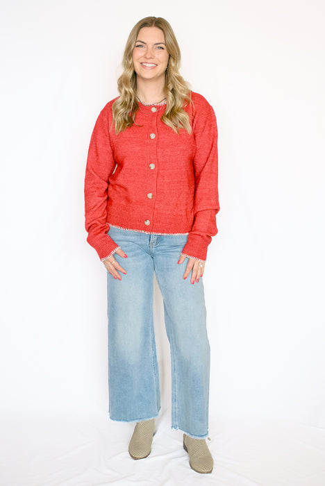 Fuzzy Ribbed Button Down Cardigan