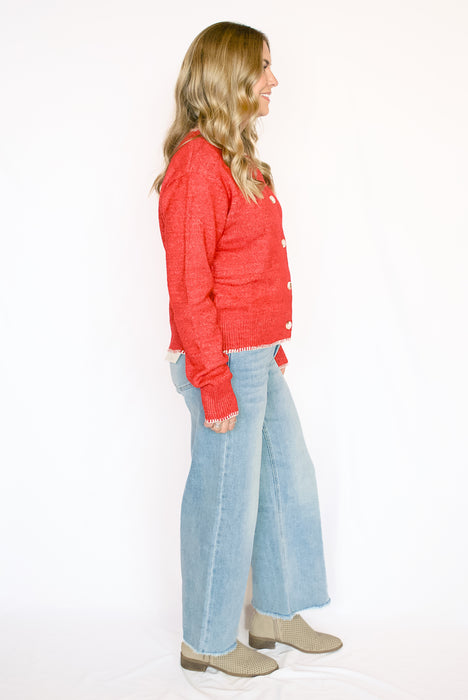 Fuzzy Ribbed Button Down Cardigan