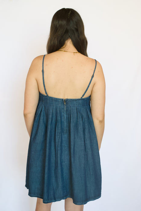 Chambray Pintuck Mini Dress