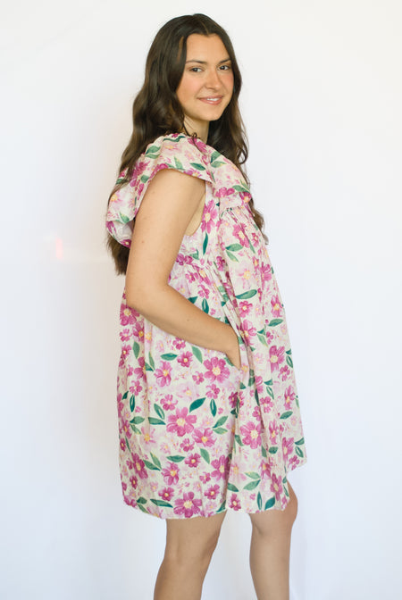 Woman wearing a floral dress 