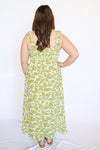 green leaf floral dress