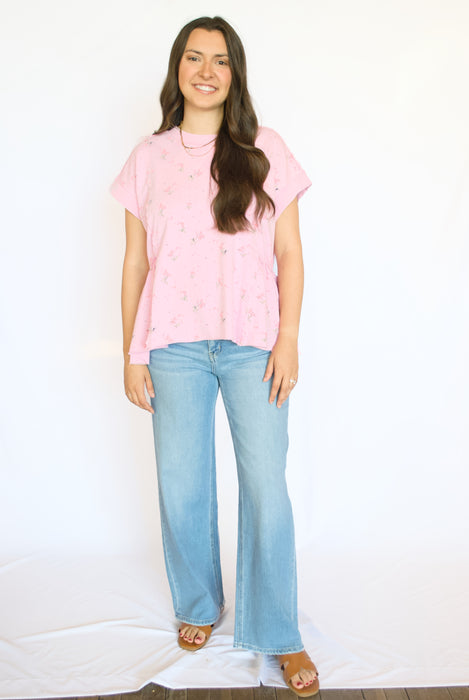 pink floral flowy top