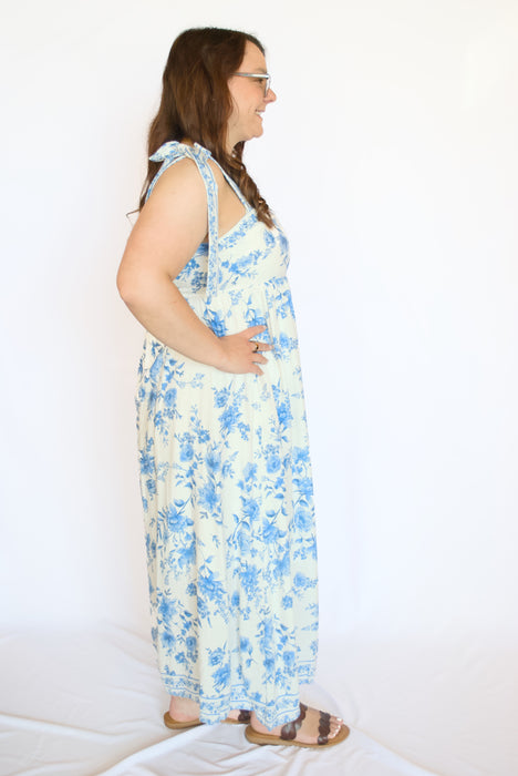 Woman wearing a floral dress 