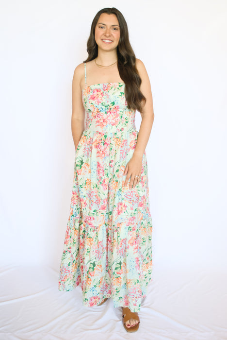 Woman wearing a floral dress 