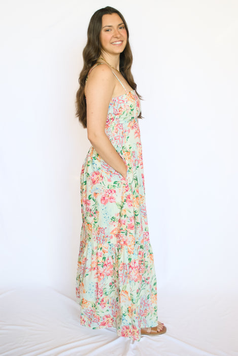 Woman wearing a floral dress 