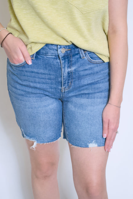 denim midi blue jean shorts
