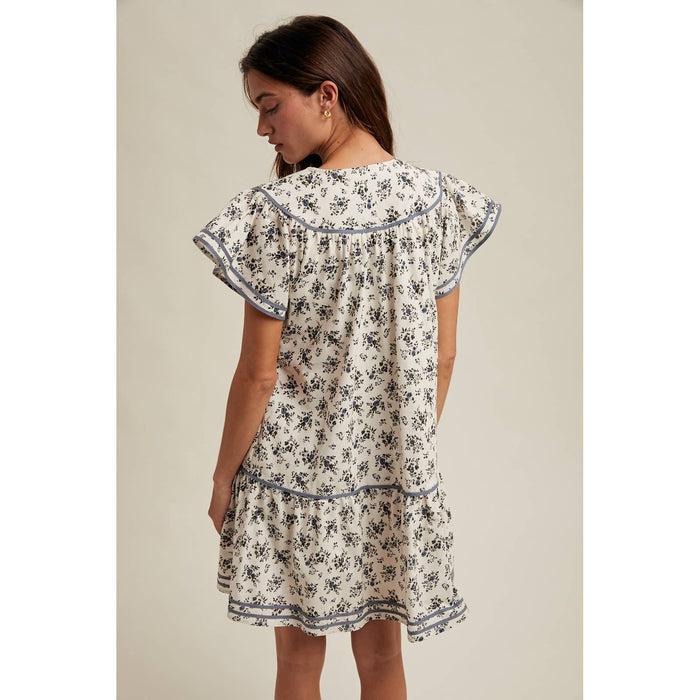 Dainty Floral Flutter Sleeve Mini Dress