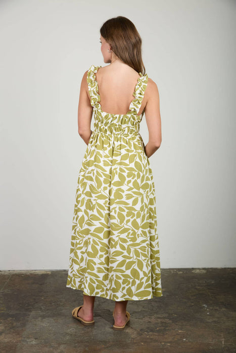 Leaf Print Midi Dress