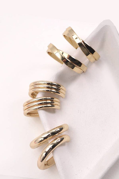 Gold spiral cuff earring set