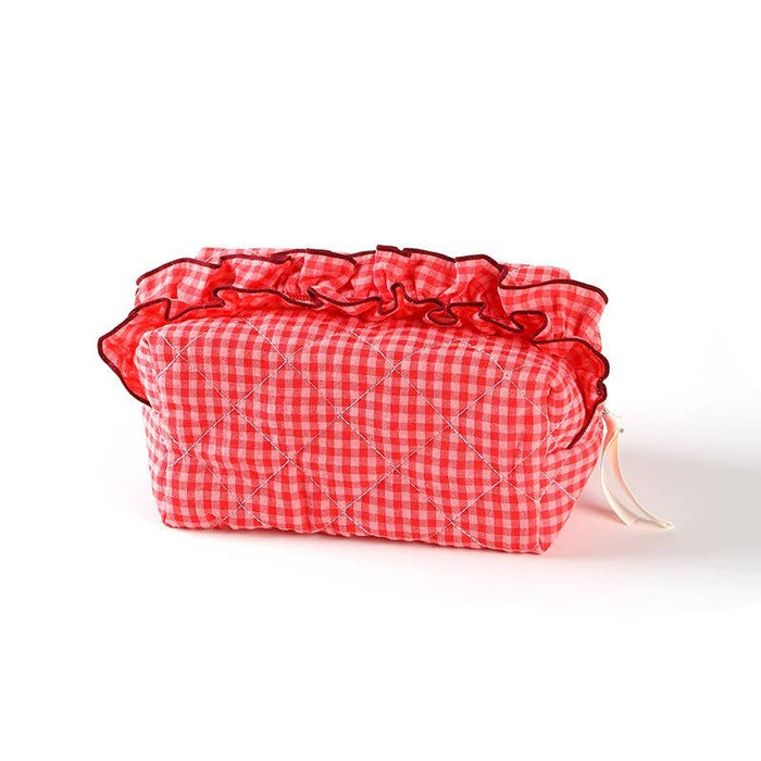 Gingham Quilted Makeup Pouch