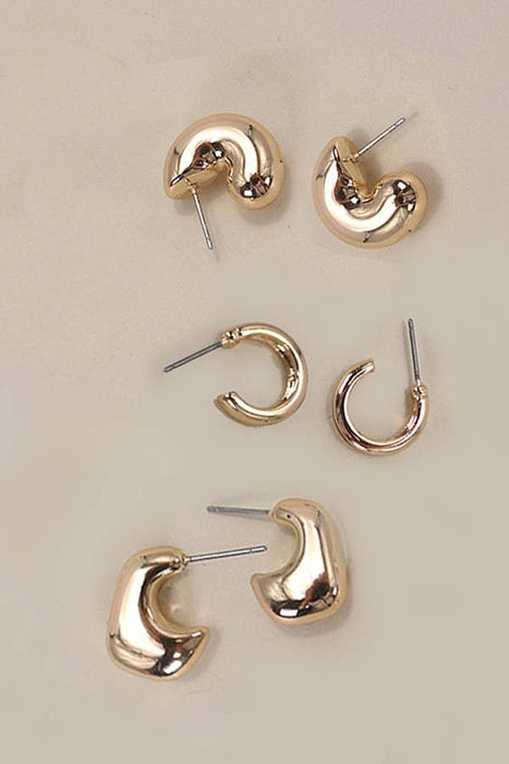 The Puffy Huggie Trio Earrings