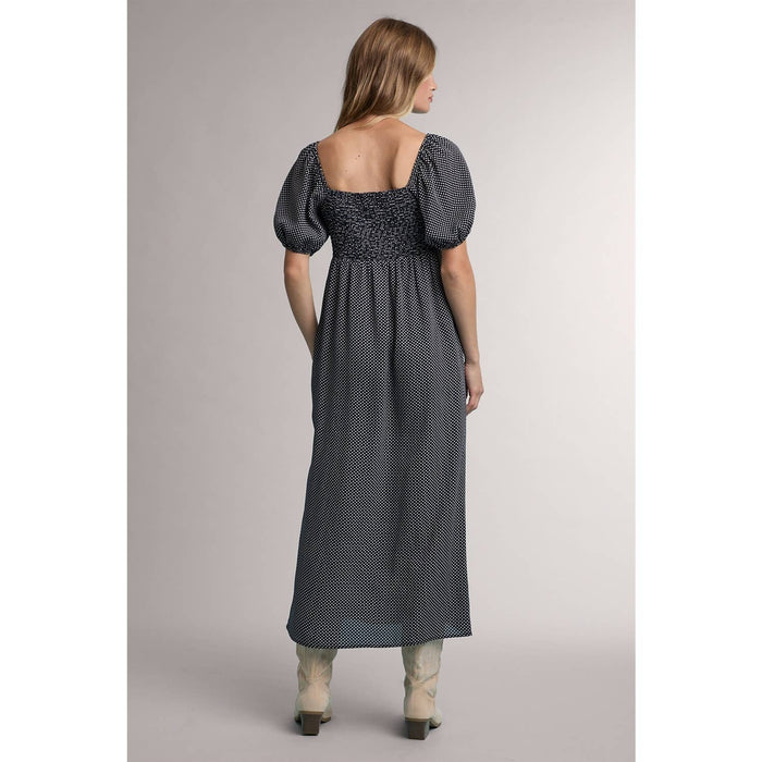 Polka Dot Smocked Maxi Dress | Square Neck Puff Sleeve Dress