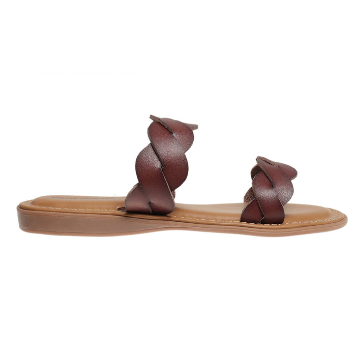 Brown sandal with braided design 