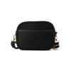 Black crossbody bag with gold accents 