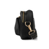 Black crossbody bag with gold hardware 