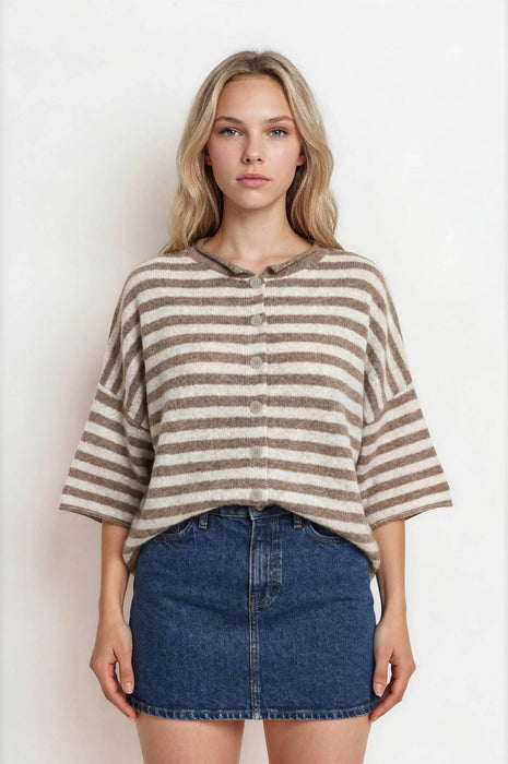 The Everyday Short Sleeve Stripe Cardigan