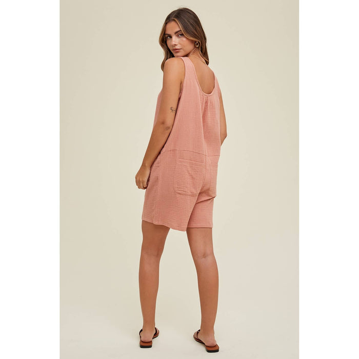 Cotton Gauze Romper | Relaxed Fit Button Detail Romper
