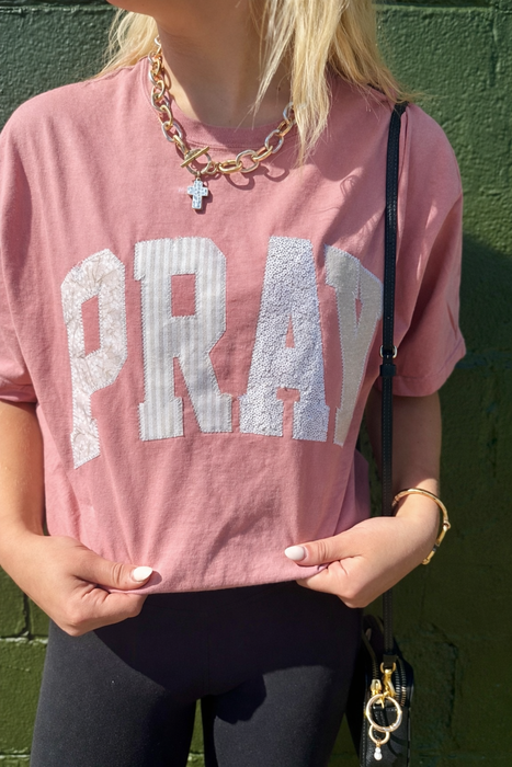Pray Embroidered Short Sleeve Tee