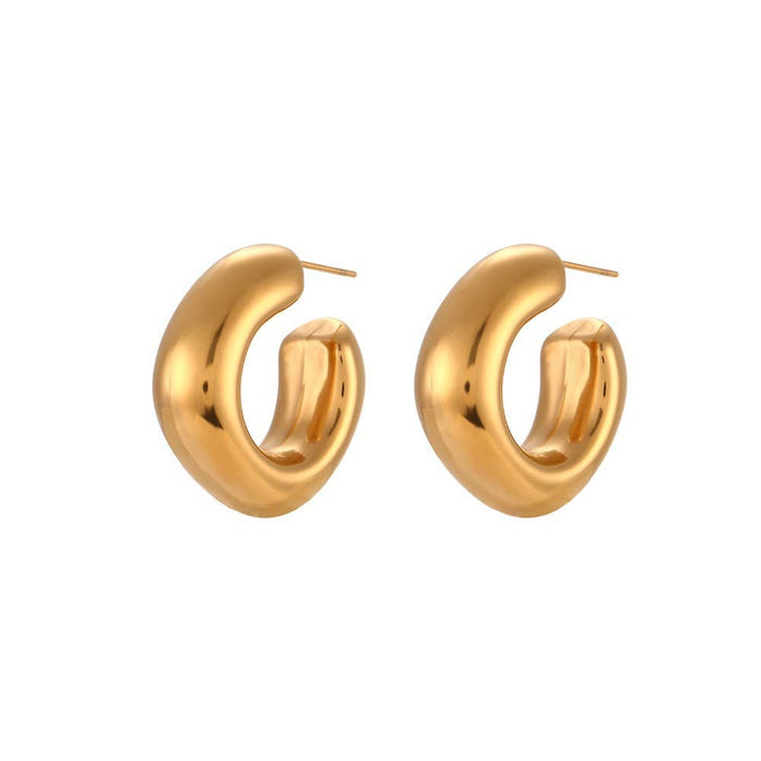 18K Gold Stainless Steel Bubble Square Huggie Hoop Earrings