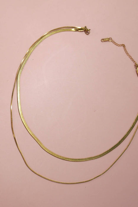 18K Gold Multi-Layer Herringbone Necklace